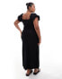 Фото #3 товара ASOS DESIGN Curve square neck midi dress with puff sleeve and button front in black