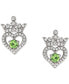 ფოტო #12 პროდუქტის Cubic Zirconia Princess Tiara Heart Stud Earrings in Sterling Silver