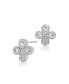 Фото #1 товара GV Sterling Silver White Gold Plated Clear Pear and Round Cubic Zirconia Clover Earrings