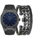ფოტო #1 პროდუქტის Men's Grey Silicone Strap Watch 42mm Gift Set