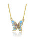 ფოტო #2 პროდუქტის Kids 14k Gold Plated with Shades of Amethyst Cubic Zirconia Blue Enamel Butterfly Pendant Necklace