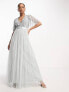 Maya Bridesmaid stripe sequin maxi dress in pale grey