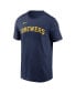 Фото #1 товара Men's Rowdy Tellez Navy Milwaukee Brewers Player Name and Number T-shirt