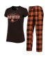 ფოტო #1 პროდუქტის Women's Brown, Orange Cleveland Browns Badge T-shirt and Pants Sleep Set