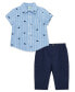Фото #1 товара Костюм для малышей Little Me рубашка и брюки с кнопками Веселые киты