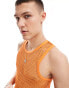 COLLUSION Unisex fishnet beach vest in orange