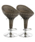 Фото #1 товара 2 Piece Adjustable Wicker Bar Stool in Brown with Chrome Base