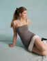 Фото #4 товара Miss Selfridge tailored ruffle hem corset mini dress in grey
