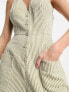 ASOS DESIGN button through jumpsuit in stripe Разноцветный, US 4 - фото #5