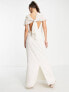 Hope & Ivy Bridal tie back embroidered maxi dress in ivory