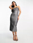 Kyo The Brand glitter bandeau midi dress co-ord in silver