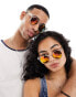 Фото #2 товара Spitfire teddy boy round sunglasses in clear with orange mirror lens