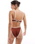 Фото #3 товара ASOS DESIGN contrast binding hidden underwire crop bikini in brown