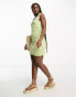 JDY exclusive tie shoulder mini dress in yellow & blue floral