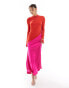 Фото #1 товара Daska high neck maxi dress in red and fuchsia