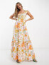 ASOS DESIGN ruffle maxi sundress with lace inserts in retro floral