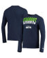 ფოტო #2 პროდუქტის Men's College Navy Seattle Seahawks Combine Authentic Split Line Long Sleeve T-shirt
