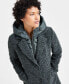 Juniors' Mixed-Media Bibbed Bouclé Coat