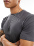 ASOS DESIGN muscle fit raglan rib t-shirt in charcoal