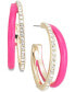 ფოტო #2 პროდუქტის Gold-Tone Medium Pavé & Color Split C-Hoop Earrings, 1.3", Created for Macy's