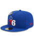 Фото #1 товара Men's Royal Philadelphia 76ers Chain stitch Logo Pin 59FIFTY Fitted Hat