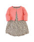 ფოტო #1 პროდუქტის Baby Girls Baby Organic Cotton Dress and Cardigan 2pc Set, Leopard