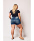 ფოტო #2 პროდუქტის Plus Size Denim Side Vents Shorts