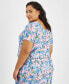 Trendy Plus Size Textured Floral Short-Sleeve Top, Created for Macy's