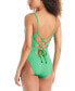 Фото #2 товара Women's Refresh Ribbed Plunging Lace-Back Swimsuit