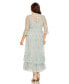 Plus Size High Neck Embellished Flutter Half Length Sleeve Dress