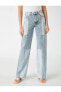 Фото #8 товара Yüksek Bel Bloklu Kot Pantolon - Longer Straight Fit Jean