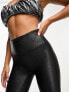 Spanx Petite leather look legging with contoured power waistband in black