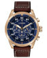 Eco-Drive Men's Chronograph Avion Brown Leather Strap Watch 48mm