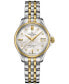 ფოტო #1 პროდუქტის Women's Swiss Automatic DS Action Diamond Accent Two-Tone Stainless Steel Bracelet Watch 35mm