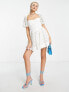 Bardot broderie corset mini dress in white