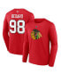 Фото #1 товара Men's Connor Bedard Red Chicago Blackhawks Authentic Stack Name and Number Long Sleeve T-shirt