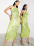 Фото #4 товара ASOS EDITION sequin shard halter midi dress in lime green
