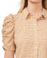 Фото #3 товара Women's Ruched Sleeve Collared Button Down Blouse