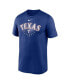 Men's Royal Texas Rangers Wordmark Outline Legend T-shirt