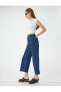 Фото #2 товара Kısa Geniş Paça Kot Pantolon Yüksek Bel Rahat Kalıp Önden Cep Detaylı - Sandra Culotte Jeans