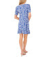 Фото #2 товара Petite Printed Puff-Sleeve Fit & Flare Dress
