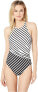 LAUREN RALPH LAUREN Women's 236149 Stripe Mix High One-Piece Swimsuit Size 10