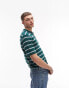 Фото #1 товара Topman knitted button polo with stripe in green