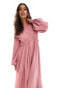 Фото #2 товара ASOS DESIGN wrap bodice balloon sleeve maxi dress in dusky pink