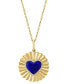 ფოტო #4 პროდუქტის EFFY® Lapis Lazuli & Diamond (1/10 ct. t.w.) Heart Halo Sunray Disc 18" Pendant Necklace in 14k Gold