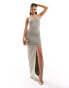Фото #4 товара Vesper exclusive asymmetric one shoulder bodycon maxi dress in stone