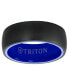 Men's Rounded Edge Wedding Band in Blue Ceramic & Raw Black Tungsten Carbide