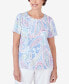 ფოტო #1 პროდუქტის Women's Pleated Crew Neck Paisley Short Sleeve Tee