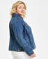 ფოტო #2 პროდუქტის Plus Size Button-Down Original Denim Trucker Jacket