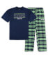 ფოტო #1 პროდუქტის Men's College Navy, Neon Green Seattle Seahawks Big and Tall Flannel Sleep Set